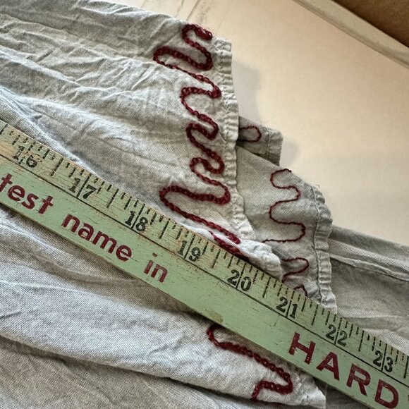 Anandas Womens Embroidered Boho Tunic Top Long Sleeves Rayon Large Grey - Picture 7 of 11